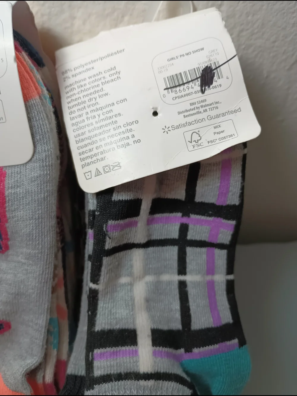 Wonder Nation Girls' No Show Socks (3)